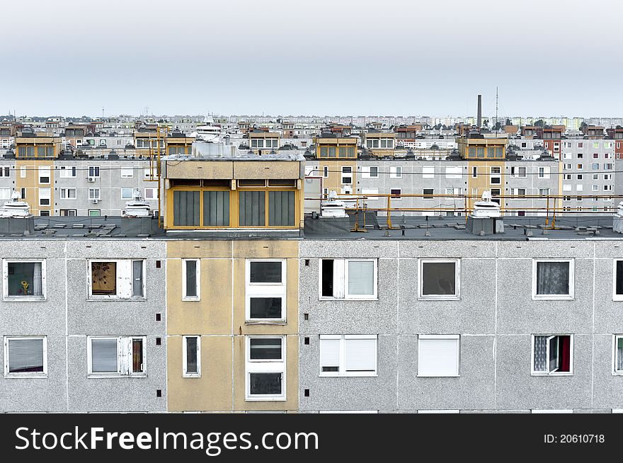 Many panel apartments in cool tones