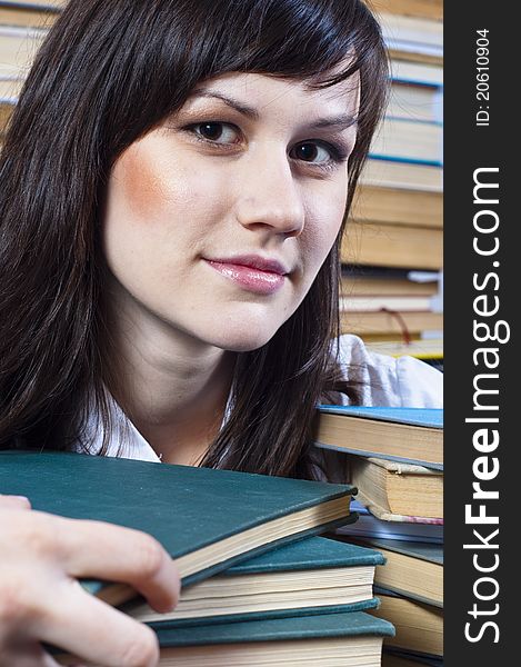 Young college student with her books