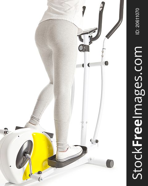 Girl on exercise exercise equipment. Girl on exercise exercise equipment