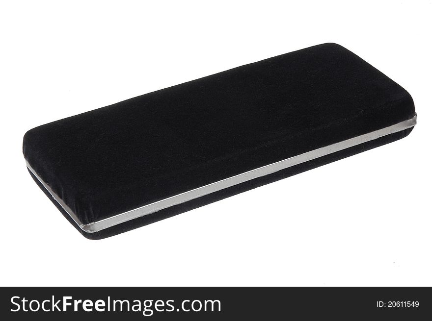 Black velvet gift box isolated on white