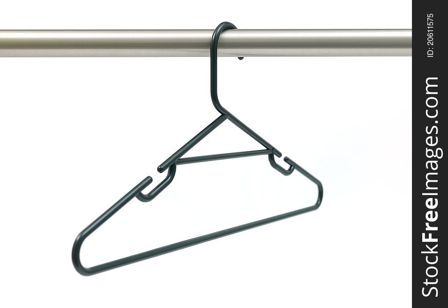A coat hanger isolated against a white background