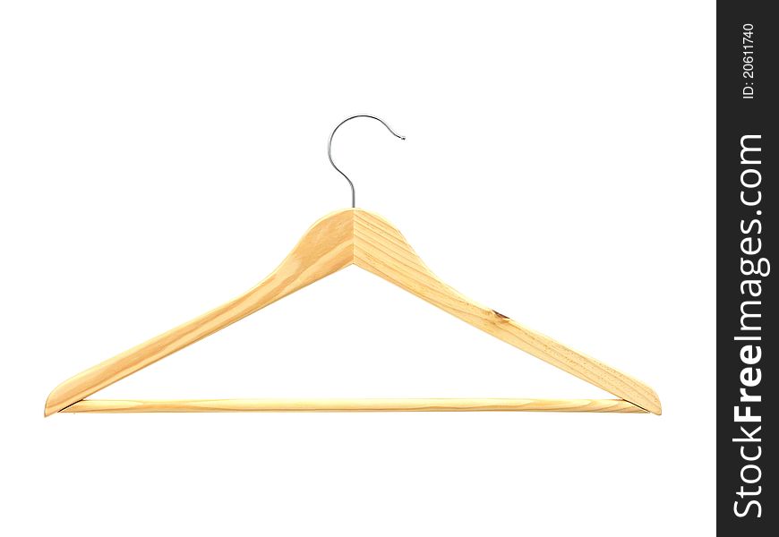 A coat hanger isolated against a white background