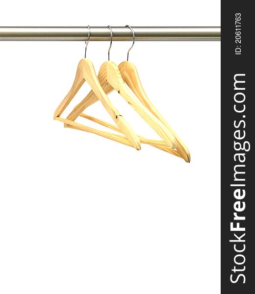 A coat hanger isolated against a white background