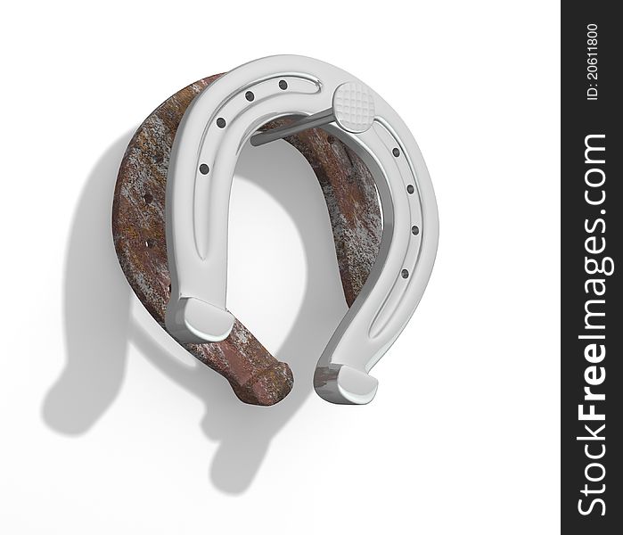 Horseshoe old and new. This is a 3d render illustration