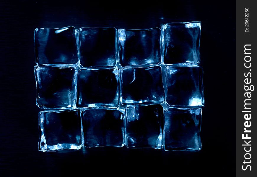 Frozen ice cubes on a kitchen bench