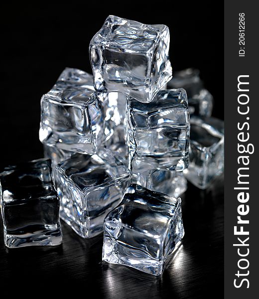 Frozen ice cubes on a kitchen bench