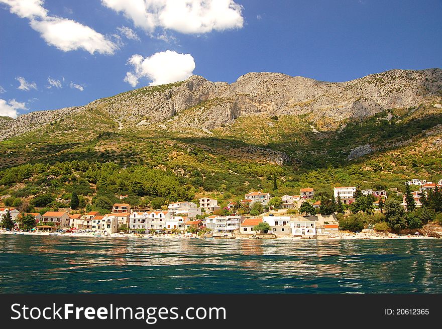 picturesque scenic view of adriatic beach in brist, dalmatia - croatia