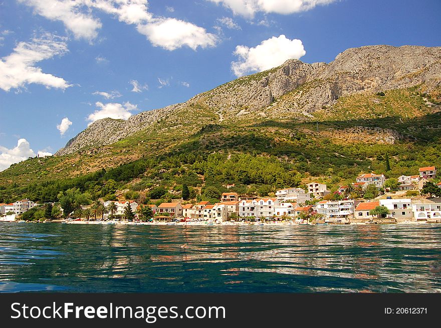 picturesque scenic view of adriatic beach in brist, dalmatia - croatia