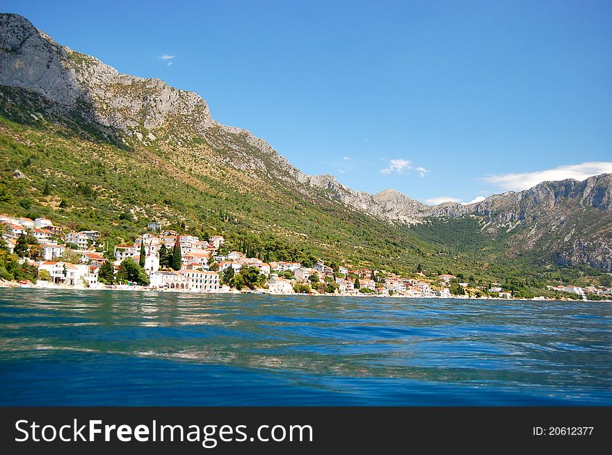 picturesque scenic view of adriatic beach in brist, dalmatia - croatia