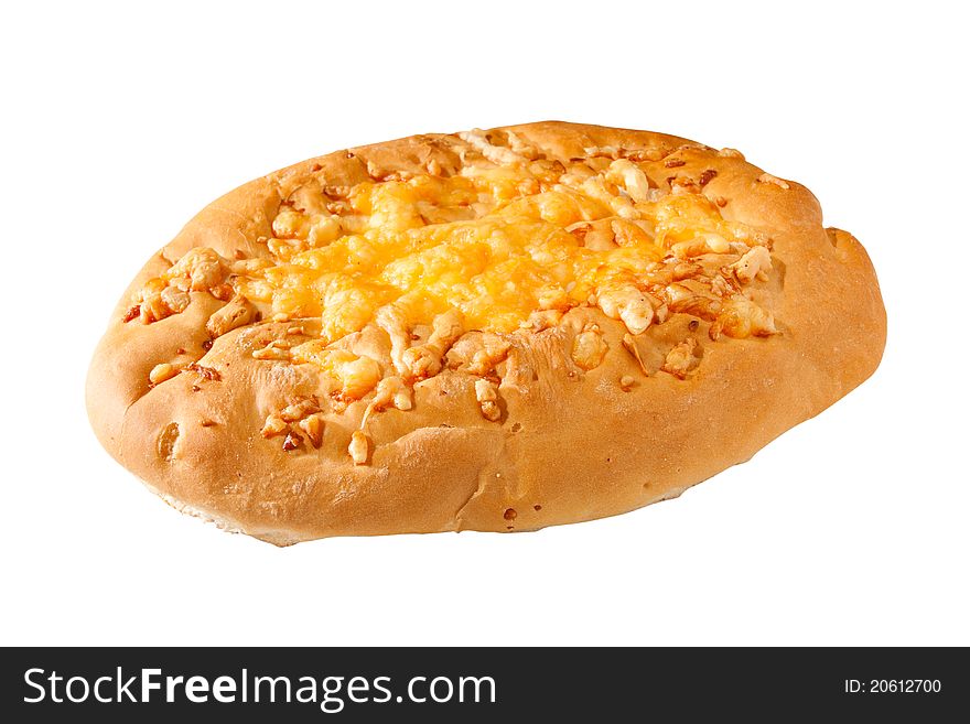 Pita bread with cheese, isolated