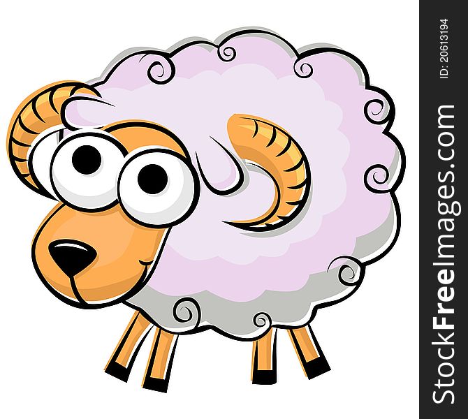 Illustration of funny fluffy sheep