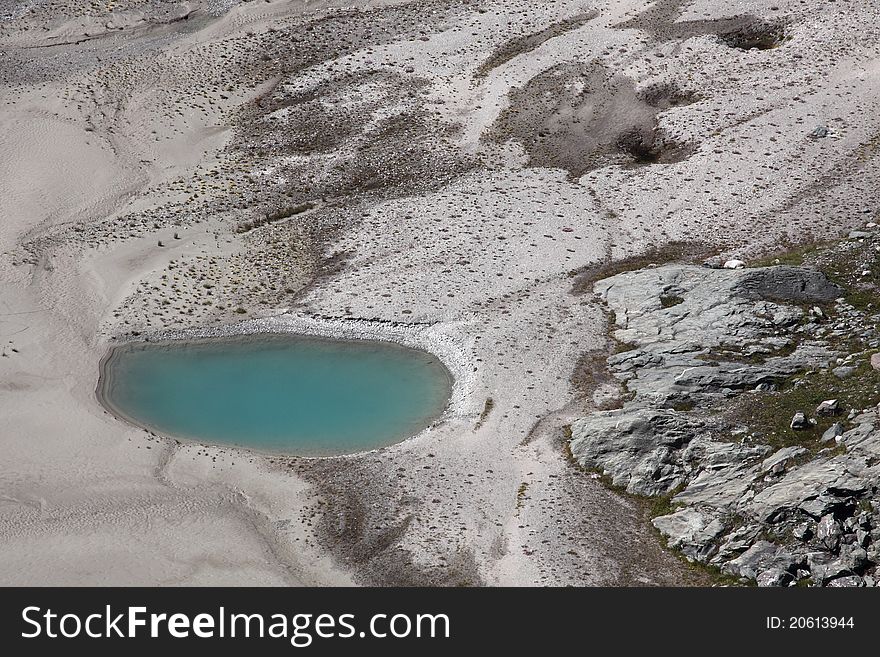 The glacial lake under Glossglockner mountain in in High tauern in Austria.