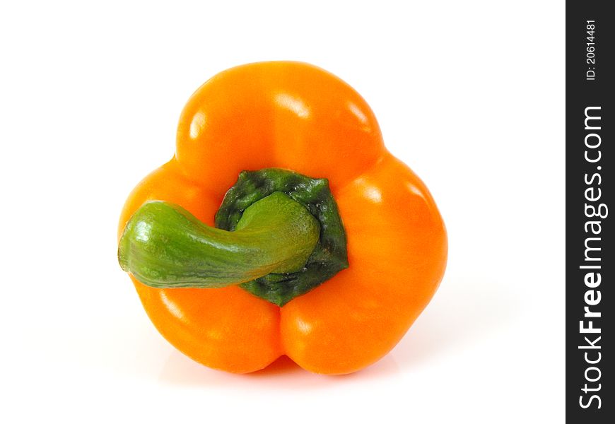 Orange bell pepper shot on a white background.