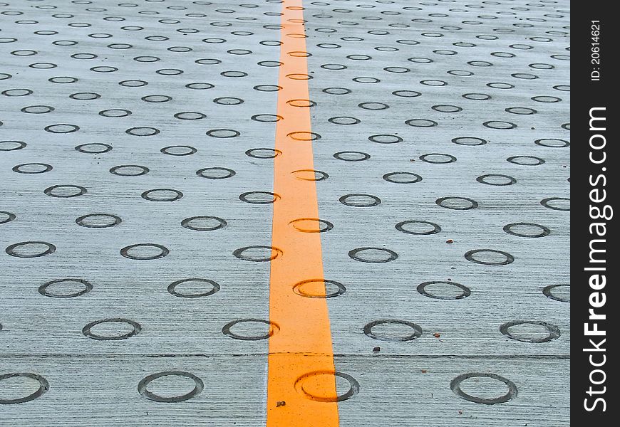 Circle on the road for friction at Nagasaki Urakami Cathedral in Nagasaki, Japan