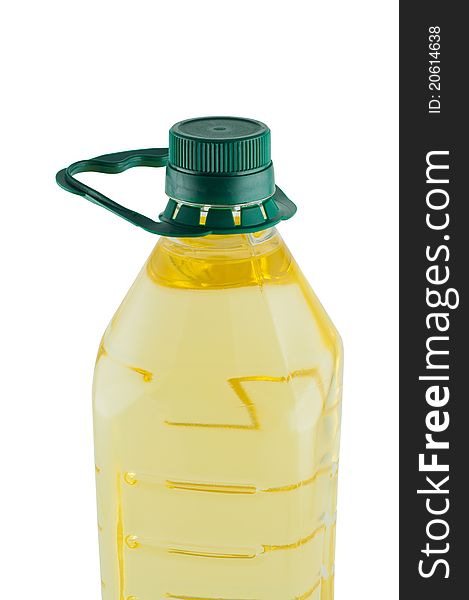 Oil In Plastic Bottle Isolated.
