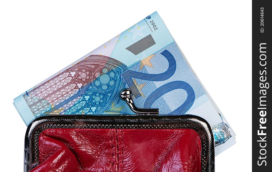 Money in wallet isolate on white background. Money in wallet isolate on white background.