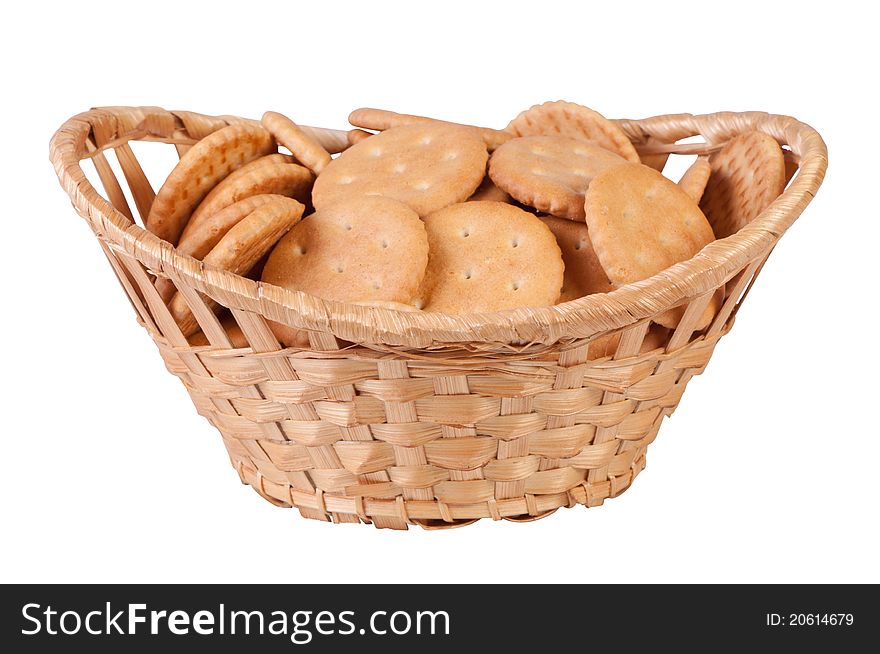 Cookies in basket isolated on white background without shadow. Clipping paths. Cookies in basket isolated on white background without shadow. Clipping paths.