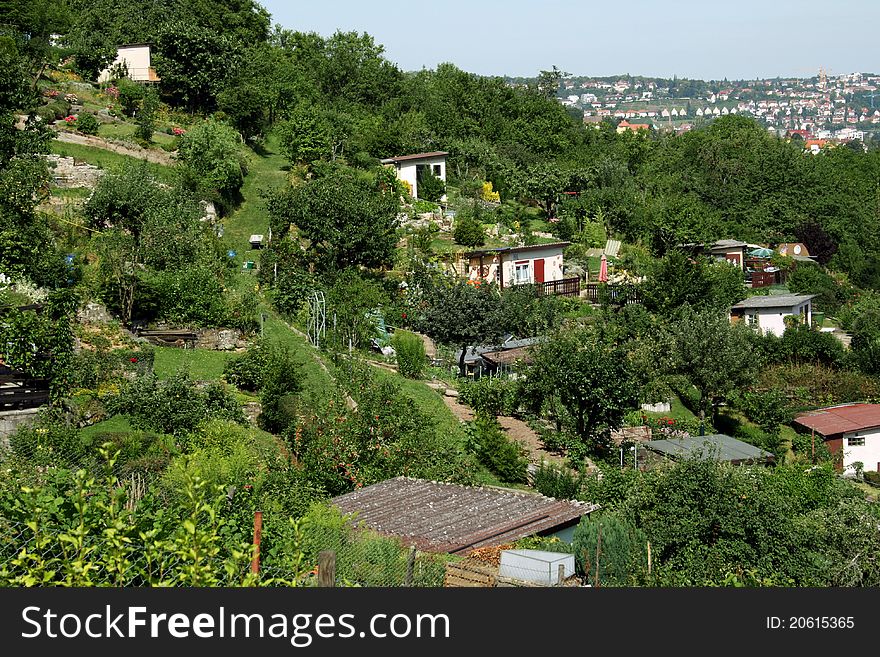 Allotments on a nice summer day in Stuttgart, Germany.