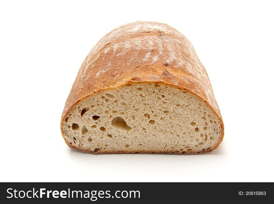 Close-up of bread on white background