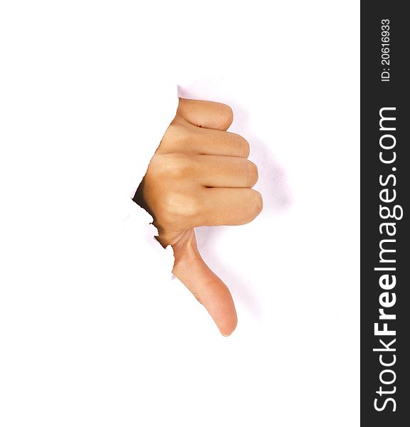 Hand Making Thumbs Down Sign