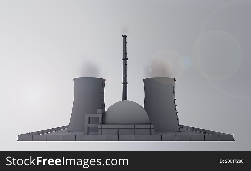 Illustration of nuclear power plant from the front. Illustration of nuclear power plant from the front