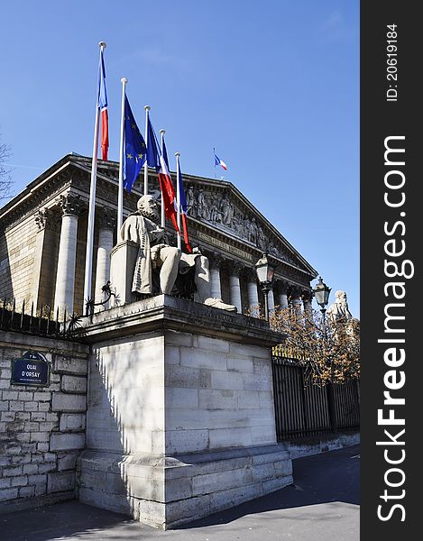 The French Parliamant also called Palais Bourbon, Paris, France. The French Parliamant also called Palais Bourbon, Paris, France