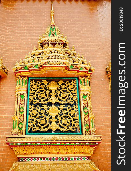 Thai style temple window, kanchanaburi, thailand