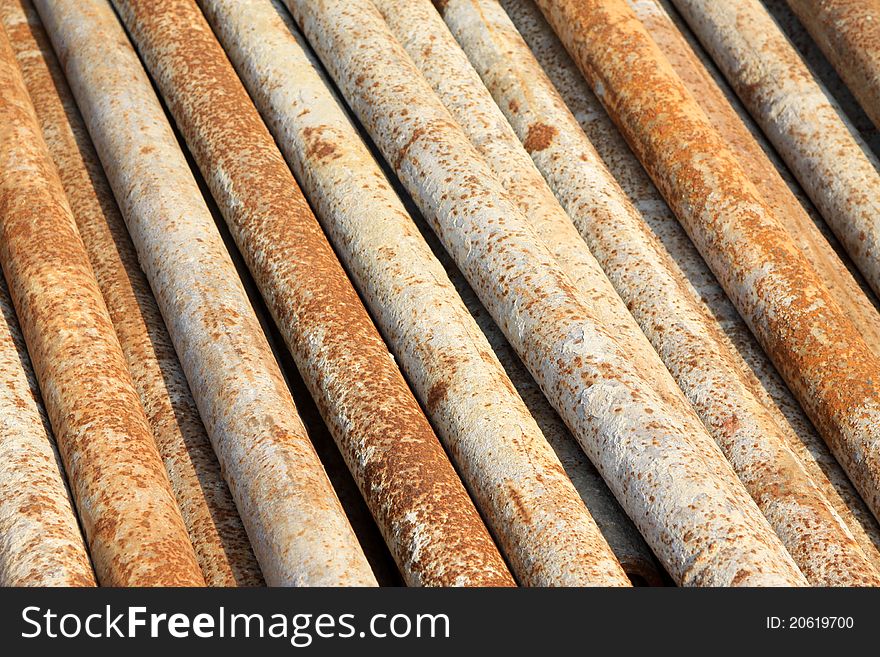 Closeup of rusty steel tube