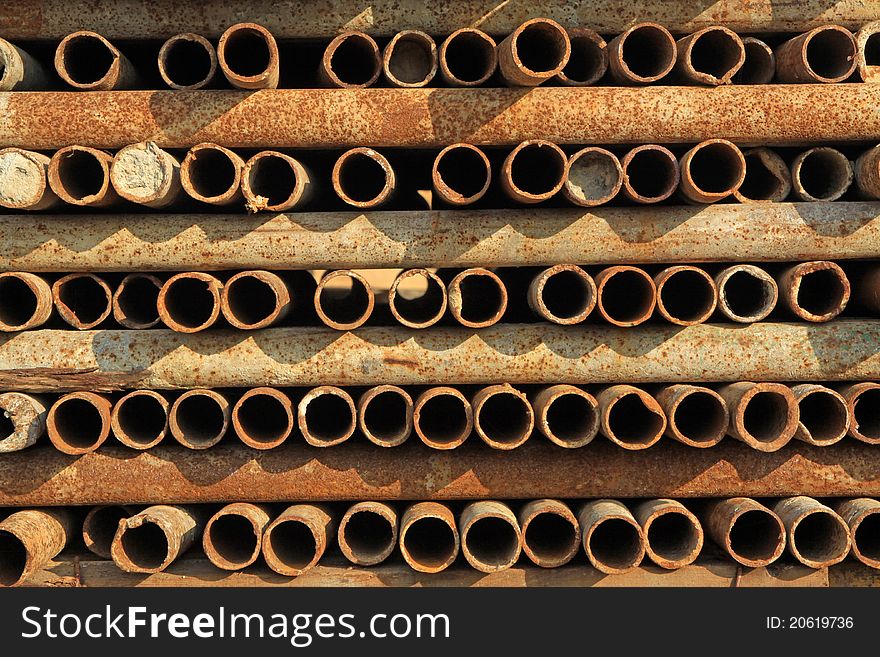 Closeup of rusty steel tube