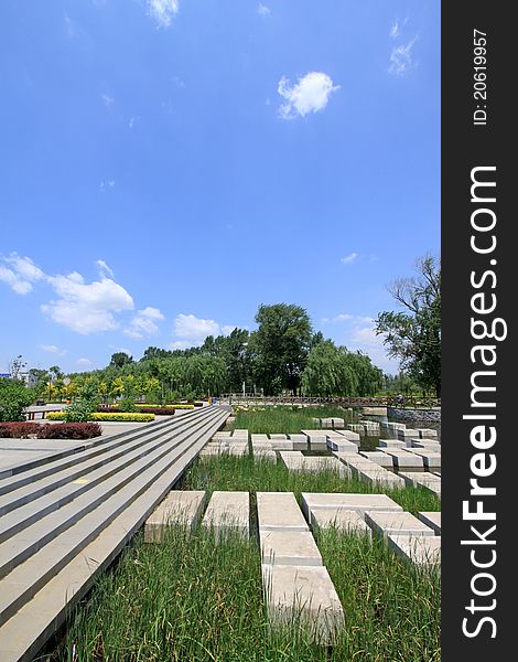 Blue sky and landscape architecture in north china