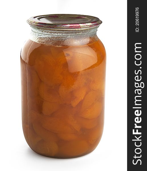 Conserved apricote in glass jar