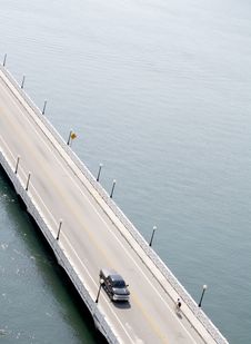 Truck And Bike On Bridge Over Water Royalty Free Stock Images Truck And Bike On Bridge Over Water Royalty Free Stock Images