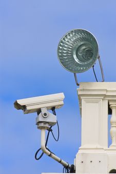 Surveillance Camera On Building,sun And Sky Blue Stock Photography Surveillance Camera On Building,sun And Sky Blue Stock Photography