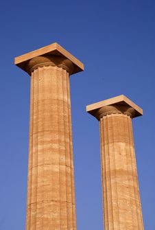Ancient Columns On Acropolis In Lindos Stock Photos Ancient Columns On Acropolis In Lindos Stock Photos