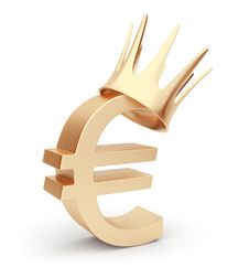 Golden Euro Currency 3D. Symbol. Isolated On White Stock Image Golden Euro Currency 3D. Symbol. Isolated On White Stock Image