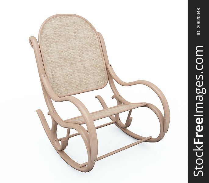 Rocking chair  from wicker on white background