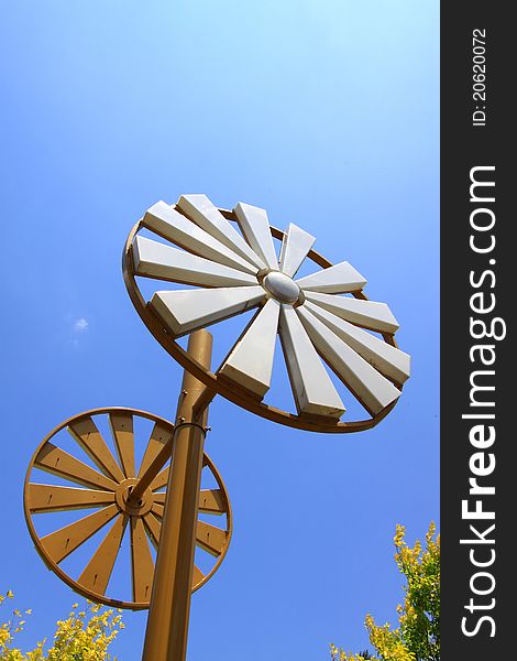 Lamps of the windmill modelling under the blue sky