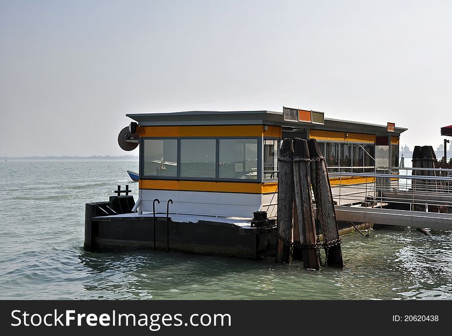 Vaporetto (water bus) stop in Venice, Italy. Vaporetto (water bus) stop in Venice, Italy.