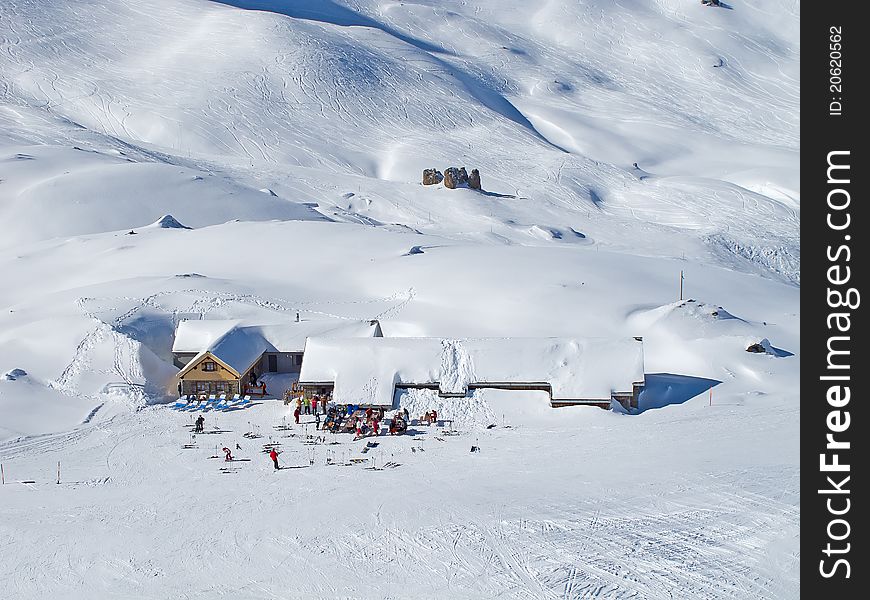 Slope on the skiing resort Flumserberg. Switzerland. Slope on the skiing resort Flumserberg. Switzerland