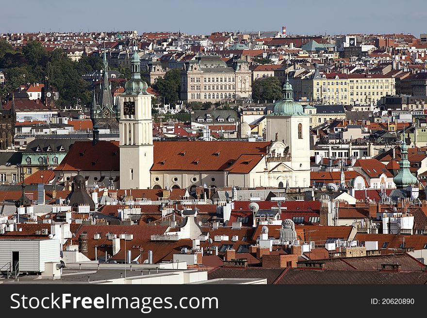 Prague - skyline of Old Town with St. Jilji
