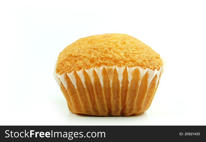 Cupcakes on white background, one