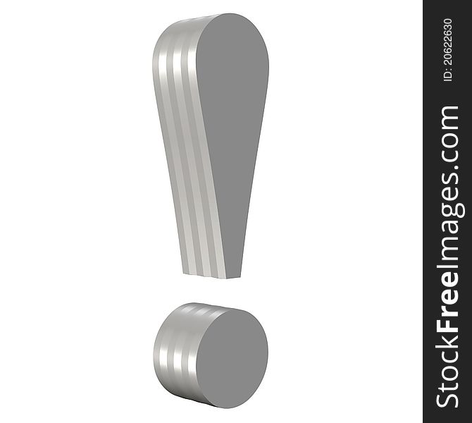 3d Exclamation mark in metallic color. 3d Exclamation mark in metallic color