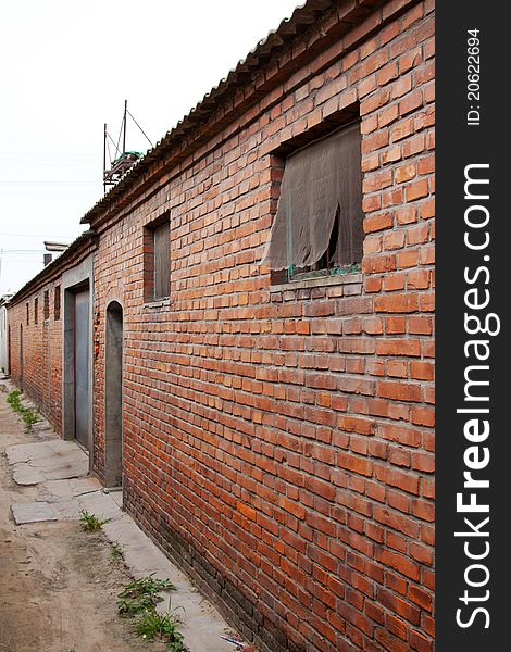 Red brick wall in china rural