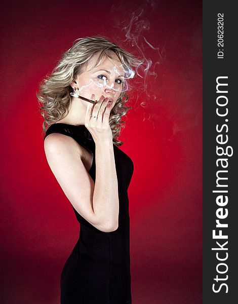 Smoking Woman In Studio
