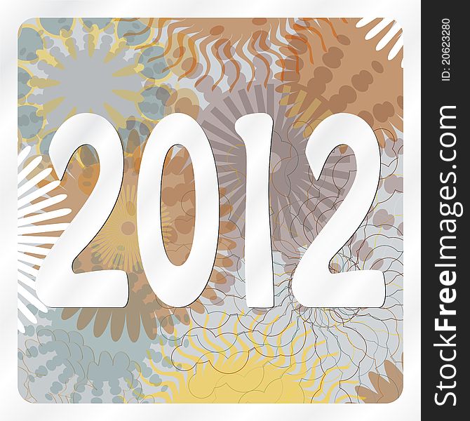 2012 on abstract circular background with various circle shapes in metallic colors. 2012 on abstract circular background with various circle shapes in metallic colors