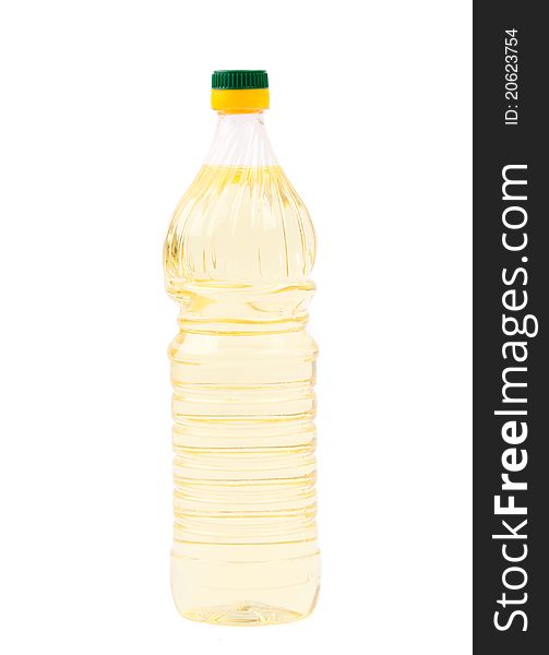 Bottle of oil on a white background