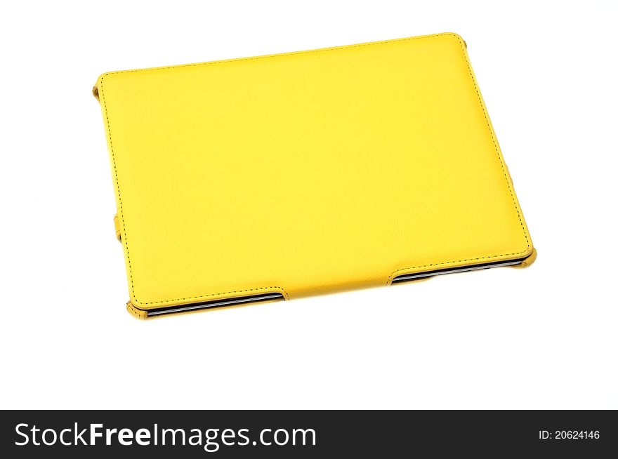 Yellow notebook as white isolate background