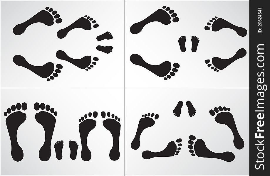 Illustration from prints of feet of people. Illustration from prints of feet of people