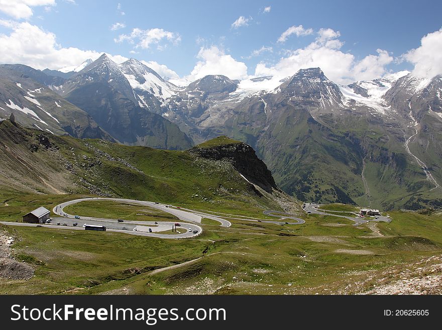 The panorama road leading up to the to the highest mountain of Austria, Mount Grossglockner. The panorama road leading up to the to the highest mountain of Austria, Mount Grossglockner.