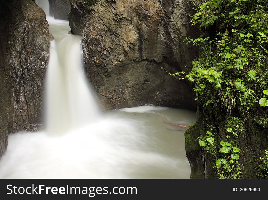 The waterfall within Sigmund-Thun-Klamm gorge in Kaprun, Austria.